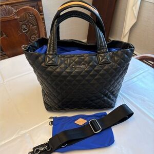 EUC, barely used MZ Wallace Black Leather Quilted Small Metro Deluxe Tote